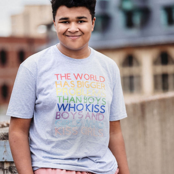 The World Has Bigger Problems Than Boys who kiss Boys and Girls who kiss Girls | Adult T-Shirt - S & K Collective