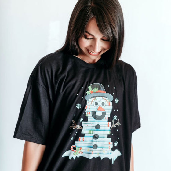 Book Snowman | Adult T-Shirt