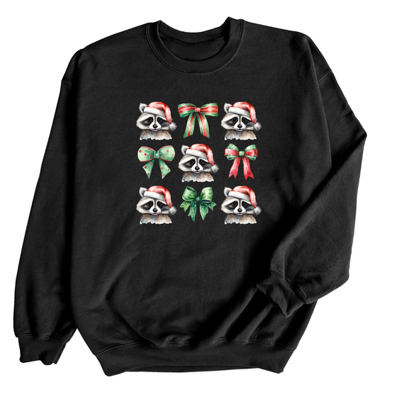 Raccoon Bow Christmas | Adult Sweatshirt