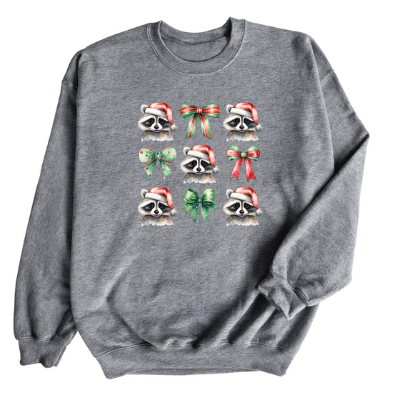 Raccoon Bow Christmas | Adult Sweatshirt