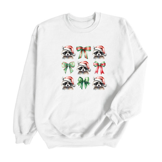 Raccoon Bow Christmas | Adult Sweatshirt