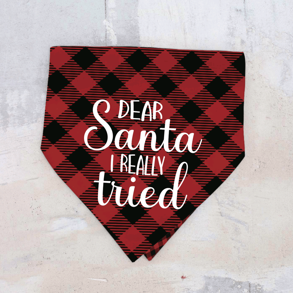 
                  
                    Dear Santa I tried Buffalo Plaid | Pet Bandana - S & K Collective
                  
                