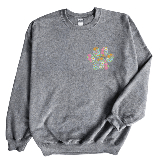 Floral Paw | Embroidered Adult Sweatshirt - S & K Collective