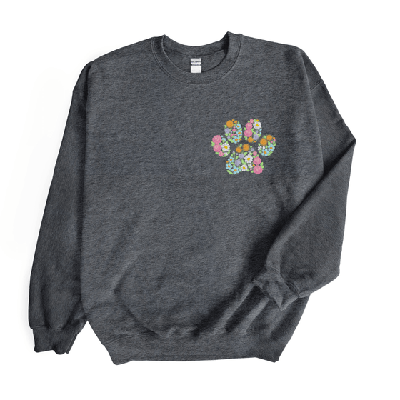 Floral Paw | Embroidered Adult Sweatshirt - S & K Collective