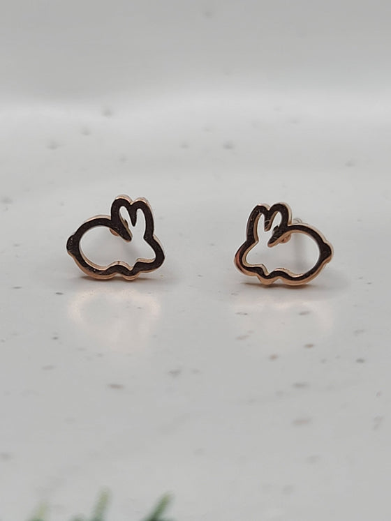 Rose Gold Bunny Cut out Studs